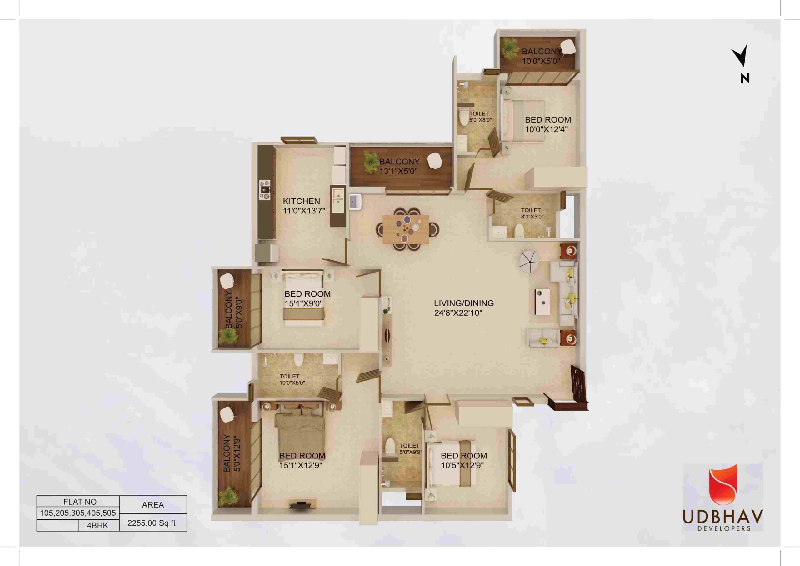 Series No. 5 4BHK 2255 Sft (Top View)