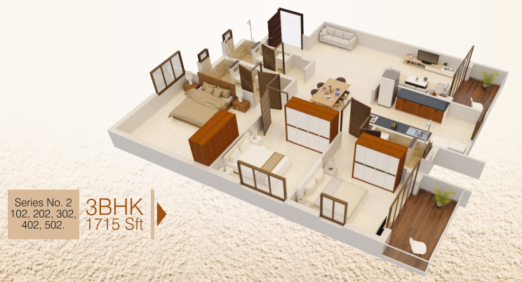 Series No. 2 3BHK 1715 Sft
