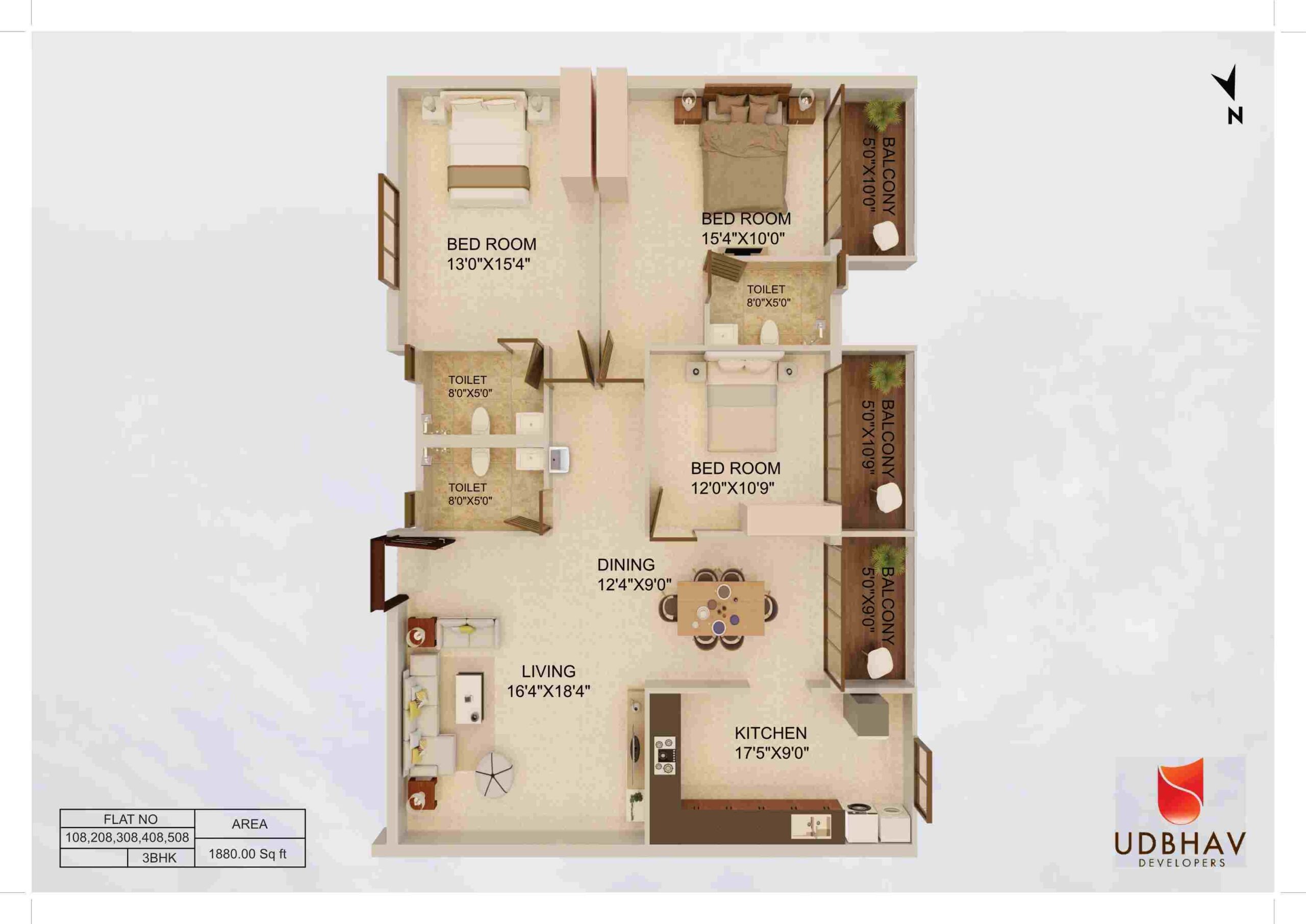 Series No. 8 3BHK 1880 Sft (Top View)